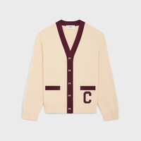 컬리지 가디건 - 코튼 - ECRU / BURGUNDY -  - 1 | CELINE