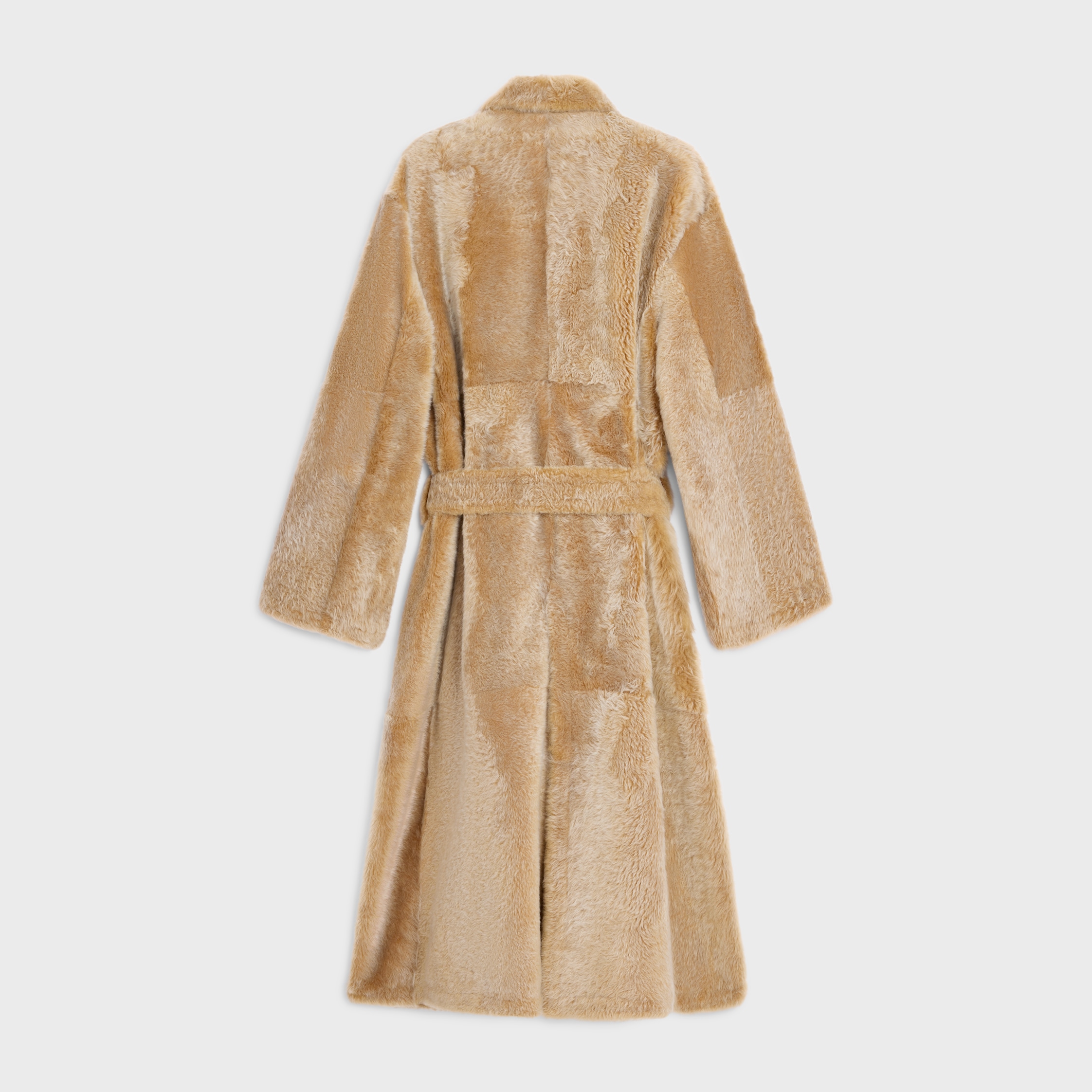 wrapped coat IN lamb shearling - BEIGE | CELINE