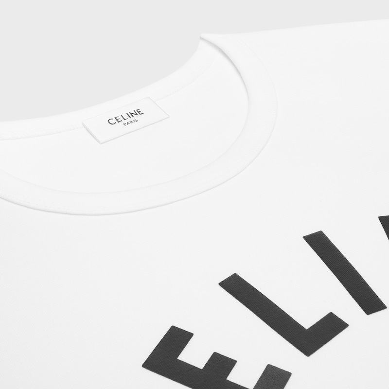 regular t-shirt IN RIBBED COTTON JERSEY - OPTIC WHITE / BLACK -  - 1 | CELINE