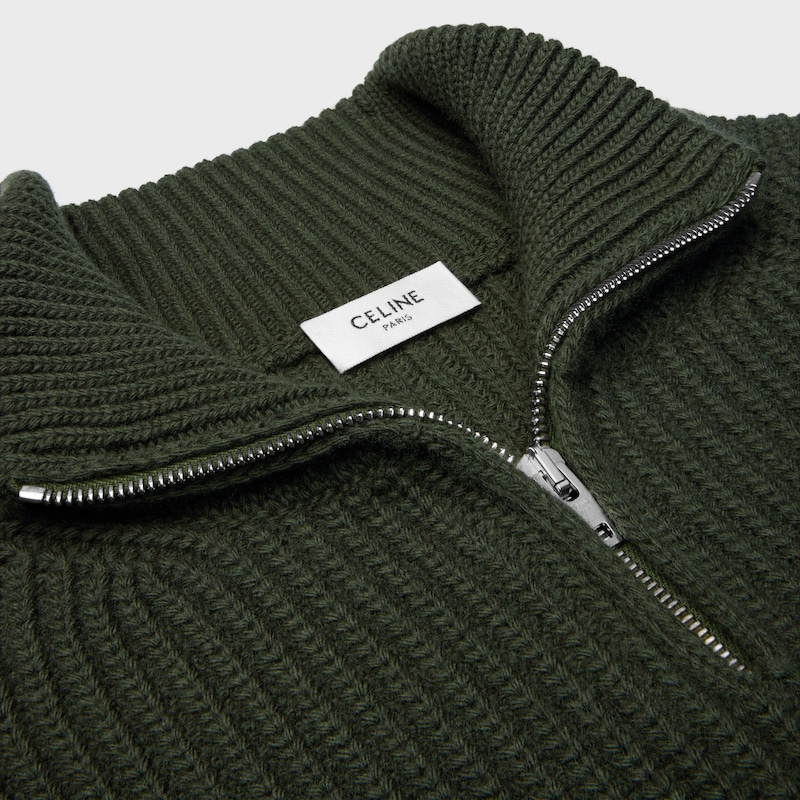 트러커 스웨터 - 리브드 울 - 다크 그린 -  - 1 | CELINE