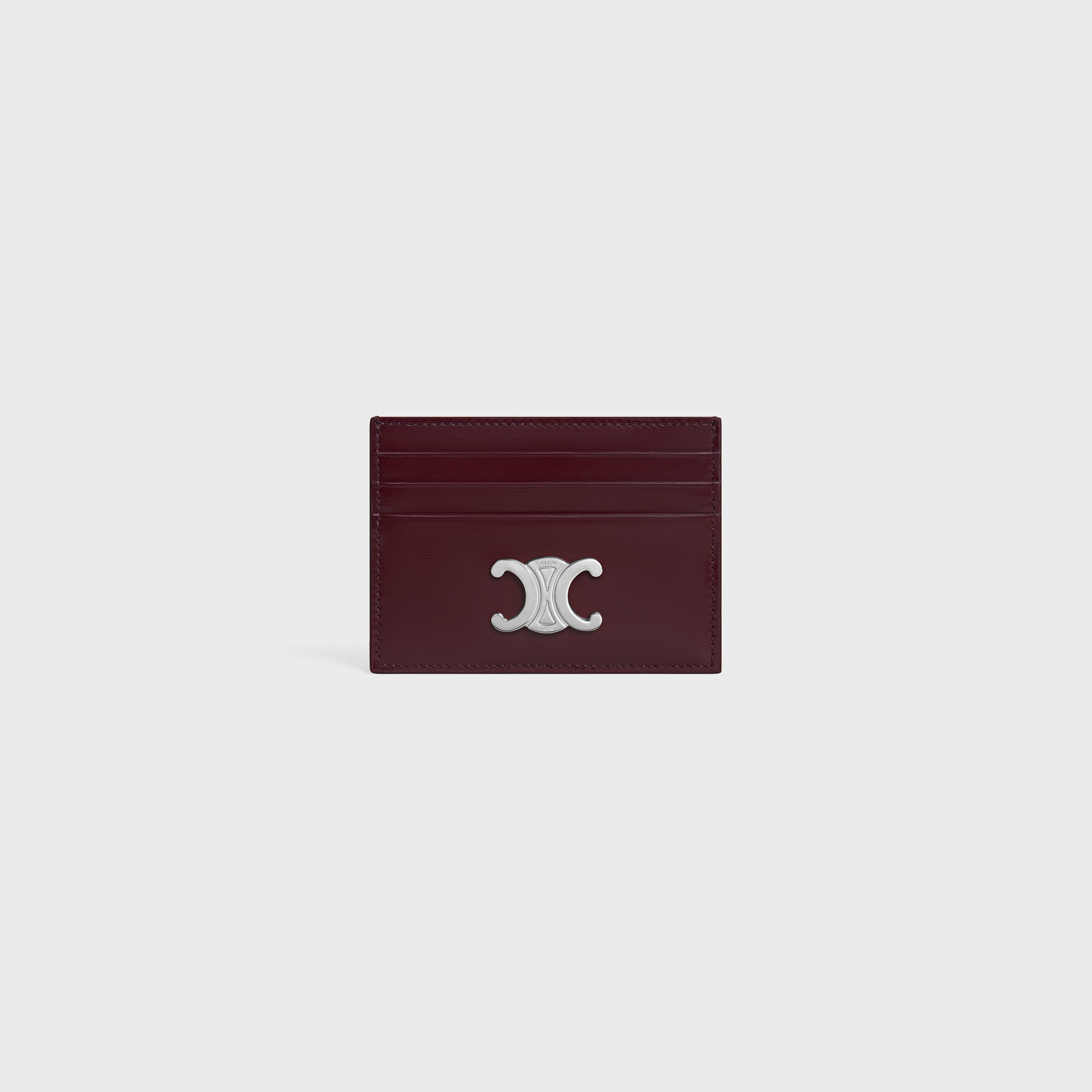 ☆CELINE☆直営店買付☆お洒落CARD HOLDER GARNET CALF LEATHER CARD HOLDER TRIOMPHE IN Shiny calfskin - Deep Burgundy | CELINE