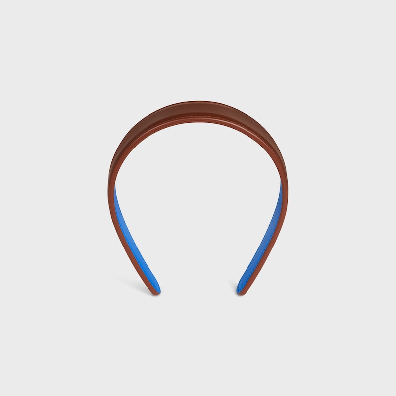 CELINE BICOLOR HEADBAND IN LAMBSKIN - BROWN / ULTRA BLUE - HAIR ACCESSORIES - 1 | CELINE