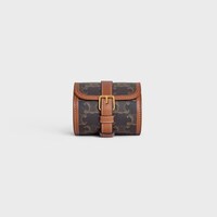 SINGLE WATCH CASE IN TRIOMPHE CANVAS AND CALFSKIN - TAN - TRAVEL - 1 | CELINE