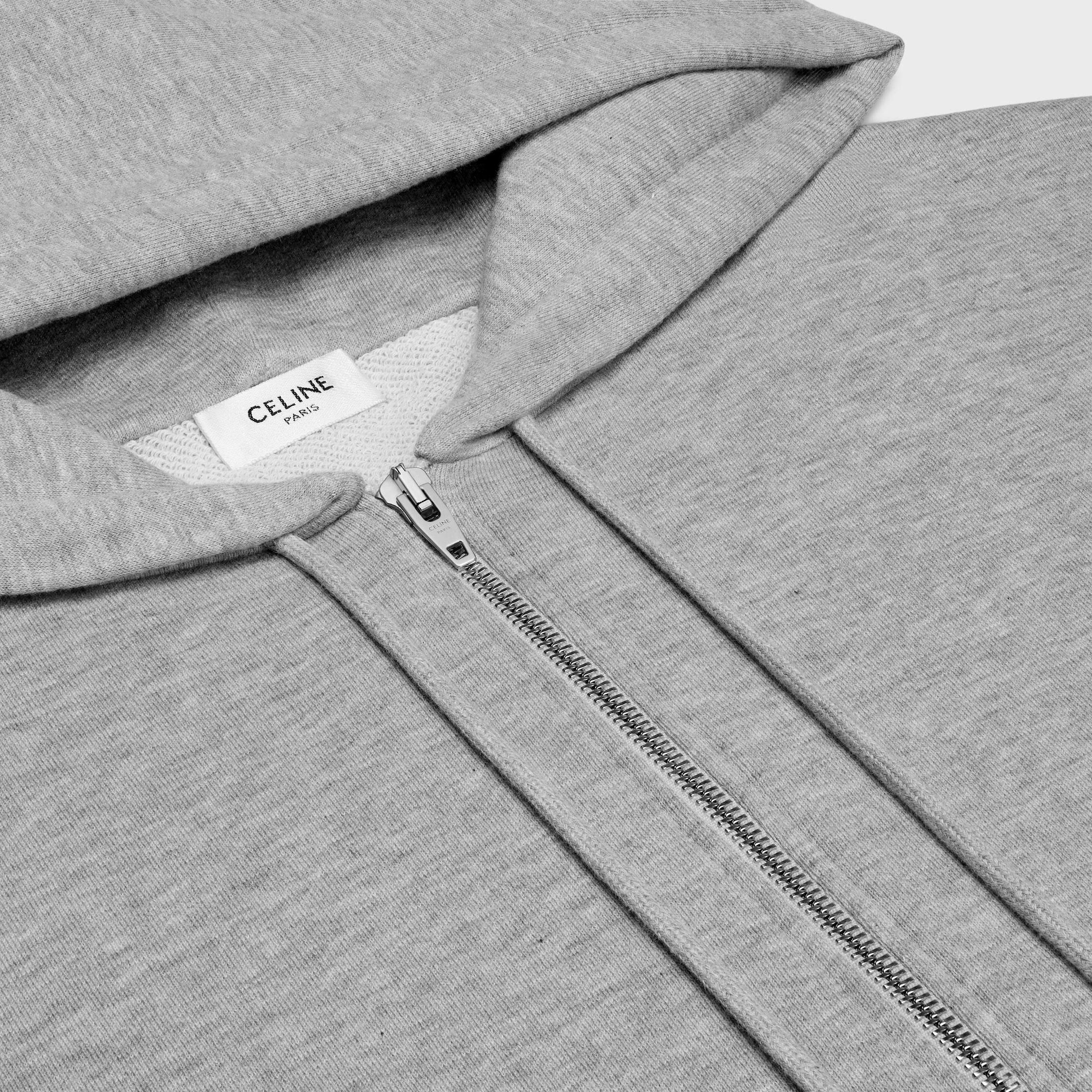 triomphe loose zipped hoodie IN cashmere cotton - GREY