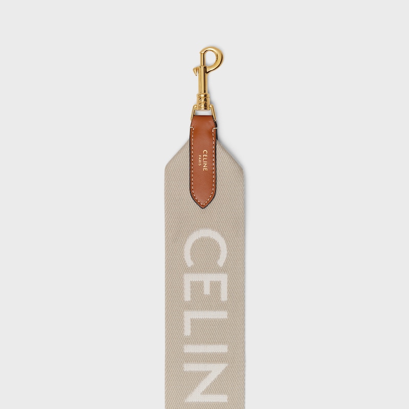 Long Strap in Wool with Celine jacquard - BEIGE/WHITE - BAG CHARMS - 1 | CELINE
