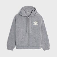 羅紋羊毛連帽開衫 - 中灰色 -  - 1 | CELINE