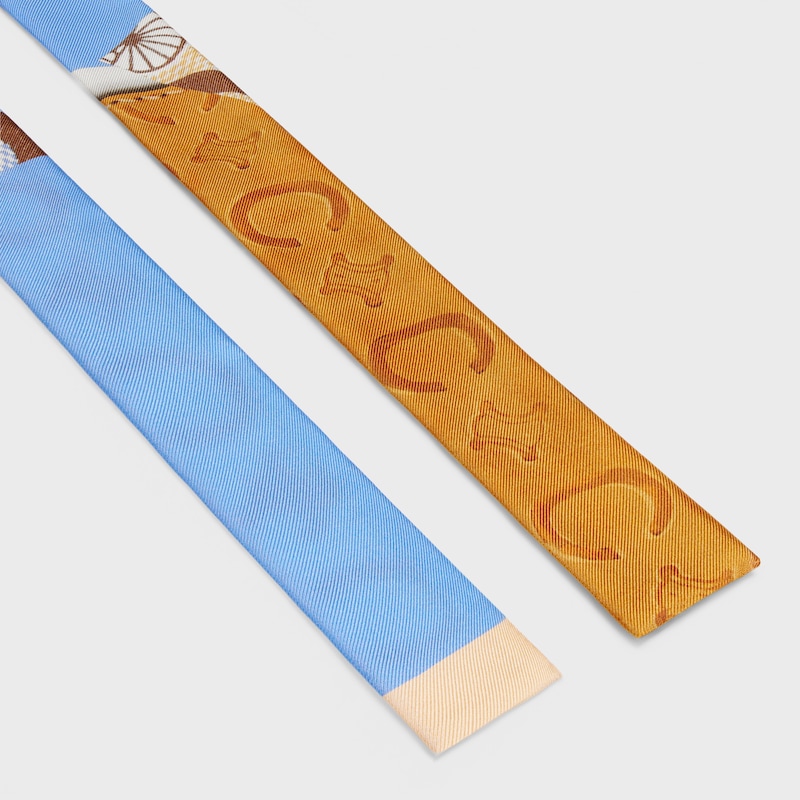 桑蠶絲斜紋布垂巾 - 香草色 / 藍色 / 棕色 -  - 1 | CELINE