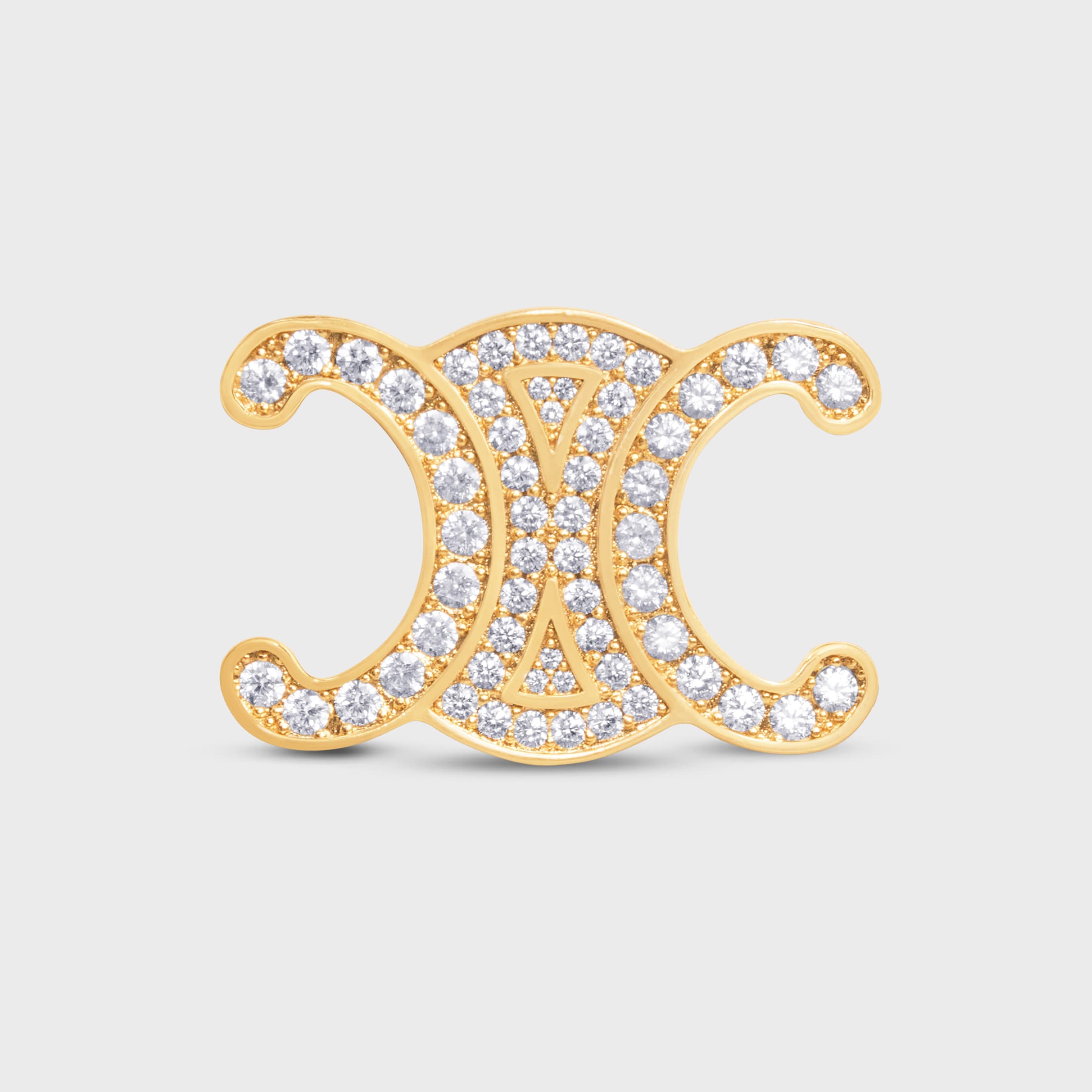 TRIOMPHE BUCKLE 18MM IN BRASS WITH STRASS - GOLD / CRYSTAL | CELINE