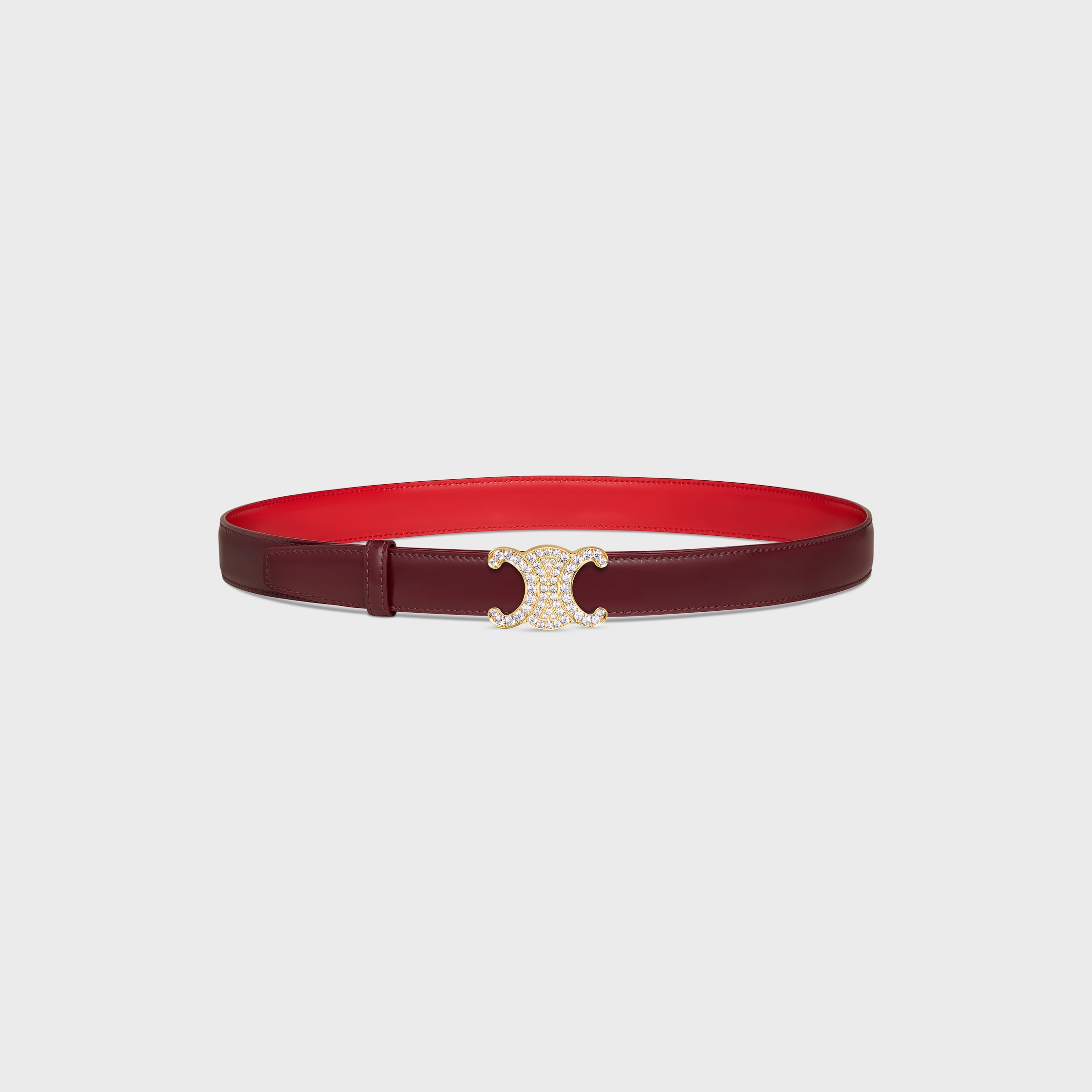 TRIOMPHE BUCKLE & REVERSIBLE STRAP 25MM - SYRAH / ULTRA RED | CELINE