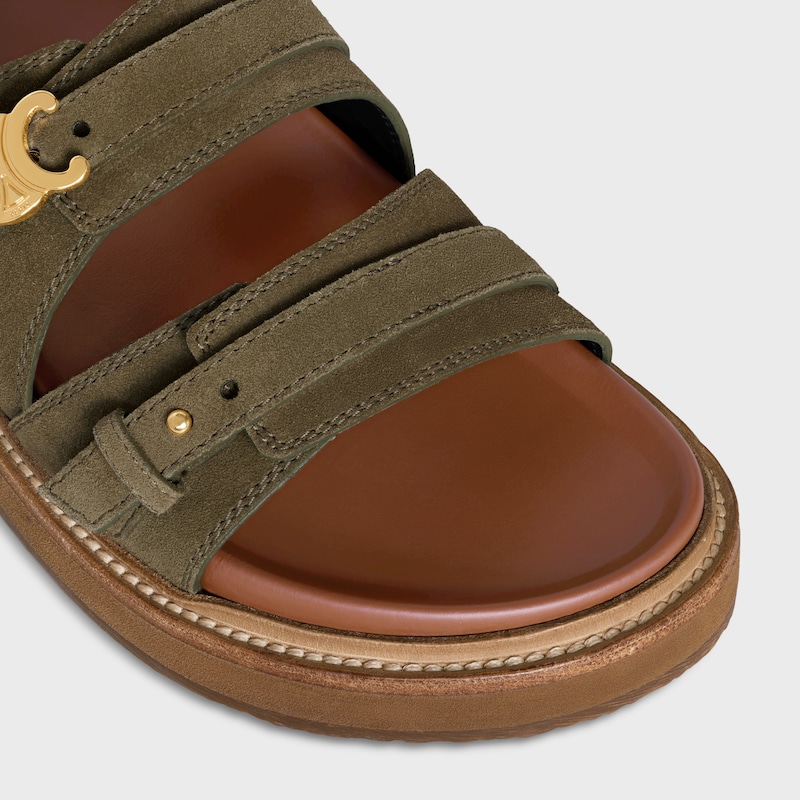 CELINE - TIPPI TRIOMPHE SANDAL IN SUEDE CALFSKIN - LIGHT KHAKI -  - 1 | CELINE