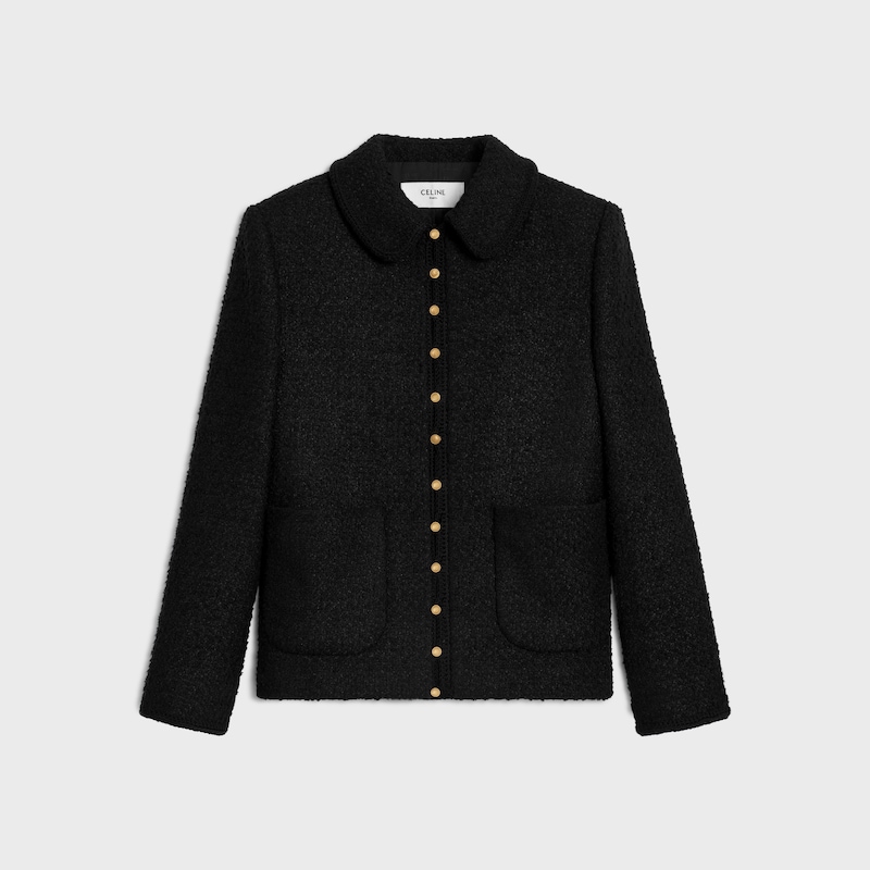 chasseur jacket IN CASHMERE BOUCLETTE NATTE - BLACK -  - 1 | CELINE