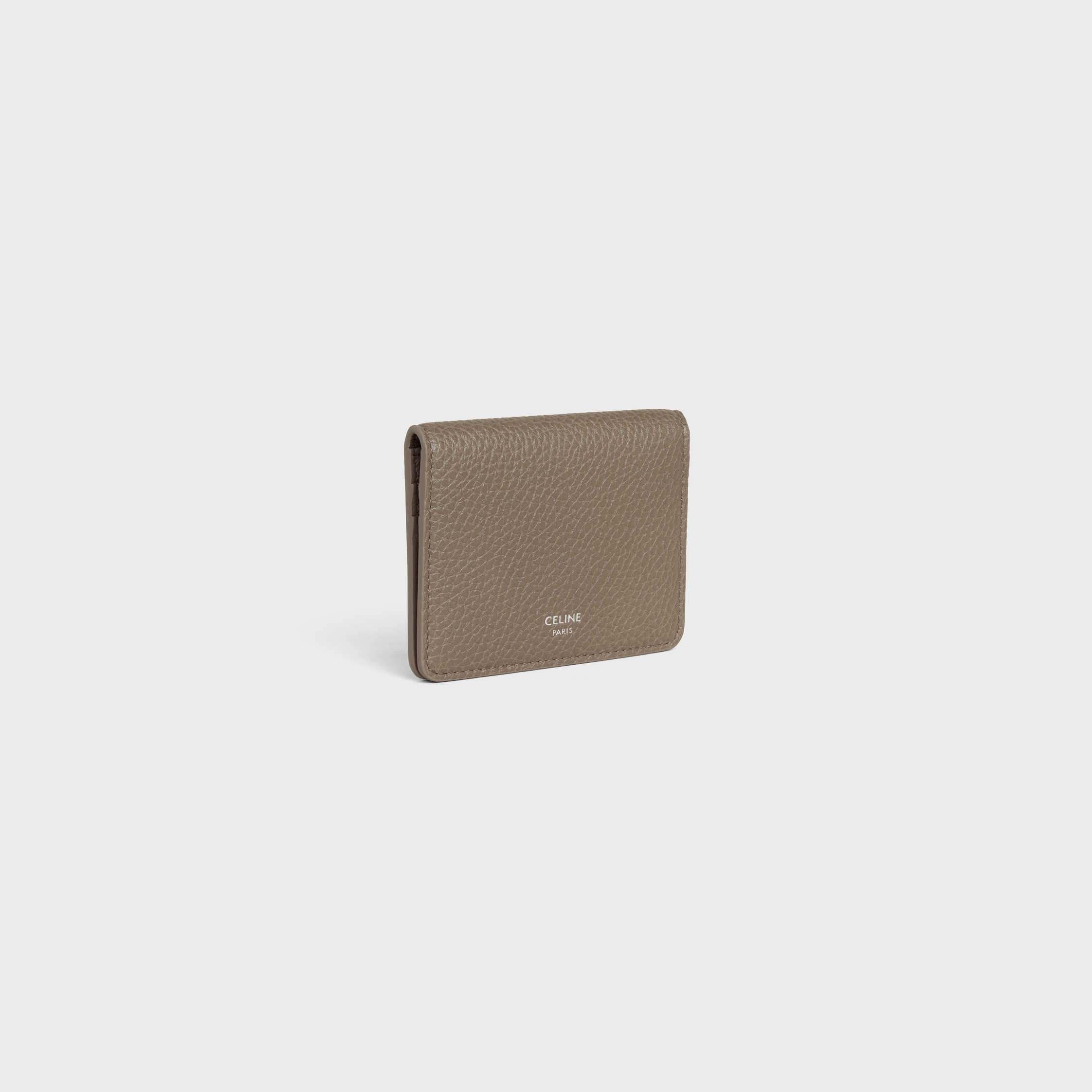 BI-FOLD CARD HOLDER IN GRAINED CALFSKIN - SOURIS | CELINE