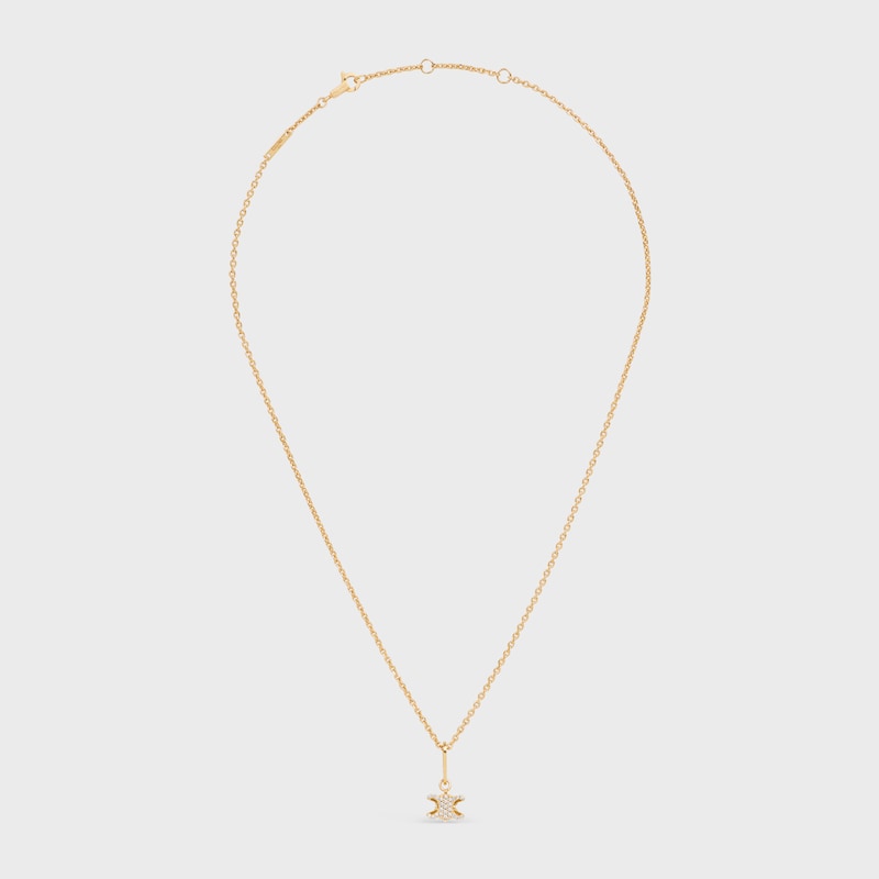 Triomphe Solitaire Sparkle Necklace in Strass and Brass with Gold Finish - GOLD -  - 1 | CELINE