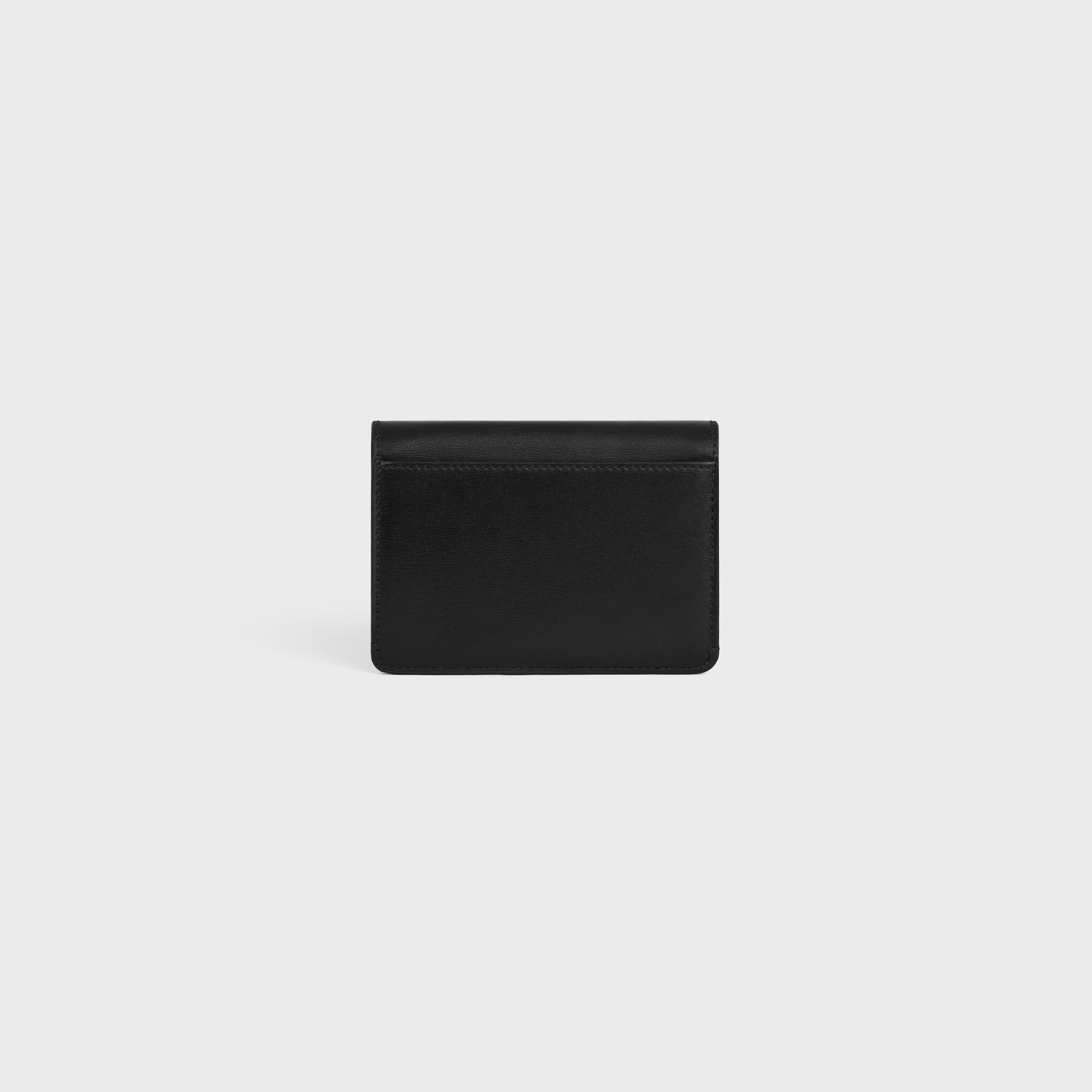 CARD HOLDER WITH FLAP TRIOMPHE IN Shiny calfskin - BLACK