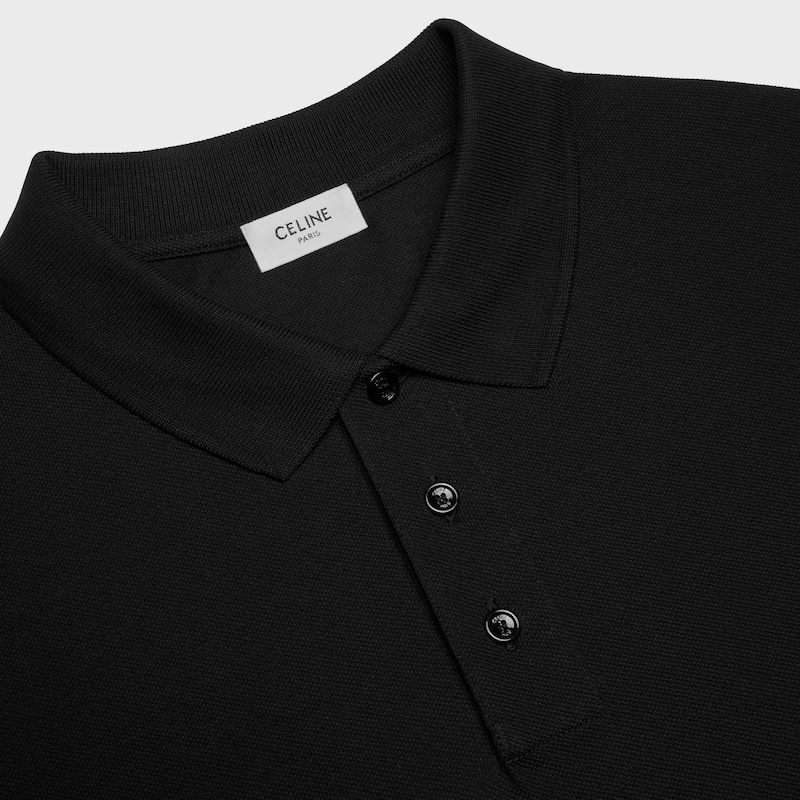 CAMISA ESTILO POLO DE PUNTO DE PIQUÉ DE ALGODÓN - NEGRO / AMARILLO INTENSO -  - 1 | CELINE