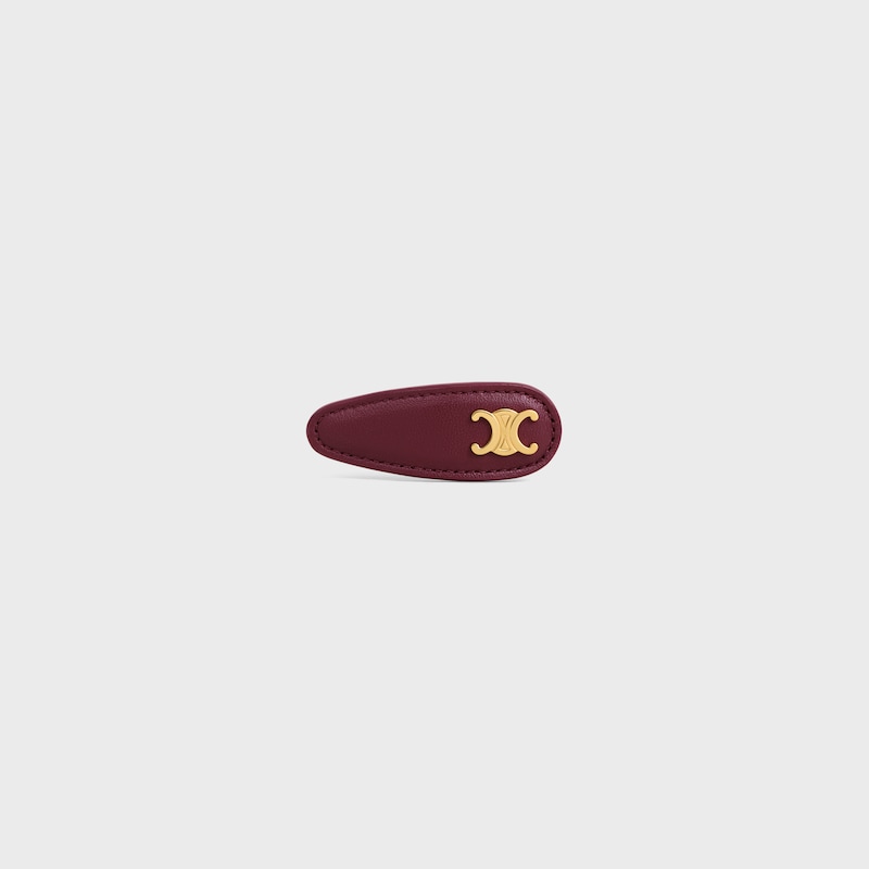 HORQUILLA CELINE DE PIEL DE BECERRO, LAT&Oacute;N CON ACABADO DORADO Y ACERO - BURDEOS&nbsp;/&nbsp;DORADO - ACCESORIOS PARA EL CABELLO - 1 | CELINE
