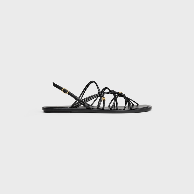 KNOTS TRIOMPHE FLAT SANDAL IN GOATSKIN - BLACK -  - 1 | CELINE