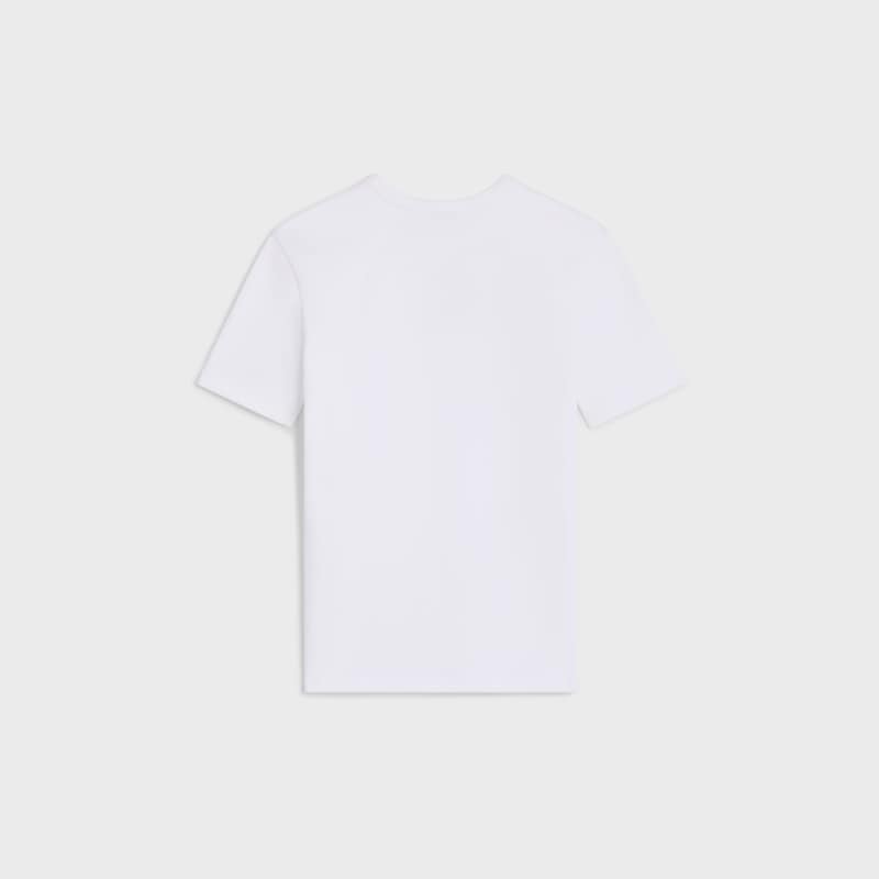 t-shirt triomphe jersey coton c&ocirc;tel&eacute; - BLANC/BLEU MARINE -  - 1 | CELINE