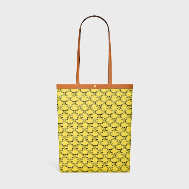 BOLSO SHOPPER MEDIANO CON SOLAPA DE LONA TRIOMPHE - AMARILLO / AZUL MARINO - BOLSOS DE HOMBRO - 1 | CELINE