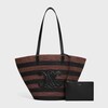 COUFFIN CELINE CLASSIC PANIER IN STRIPED RAFFIA AND CALFSKIN - BLACK / BROWN - CLASSIC PANIER - 6 | CELINE