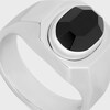 Celine Bevelled Signet Ring in Onyx and Sterling Silver with Rhodium finish - BLACK / SILVER -  - 4 | CELINE