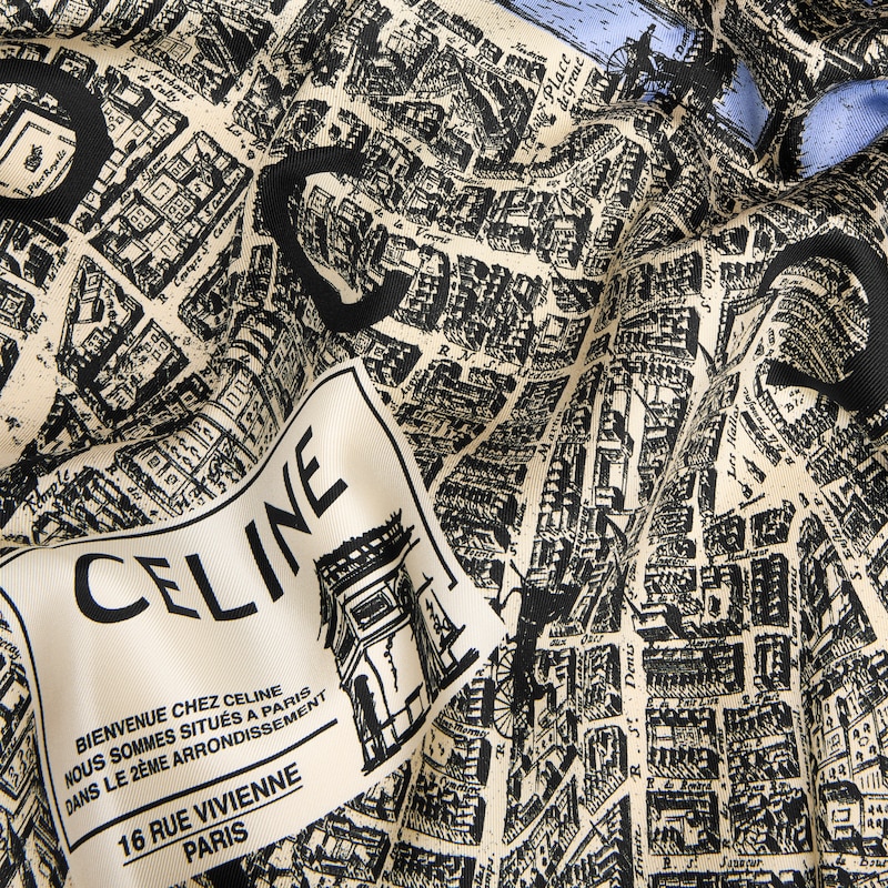 square IN silk twill - BLACK / BEIGE -  - 1 | CELINE