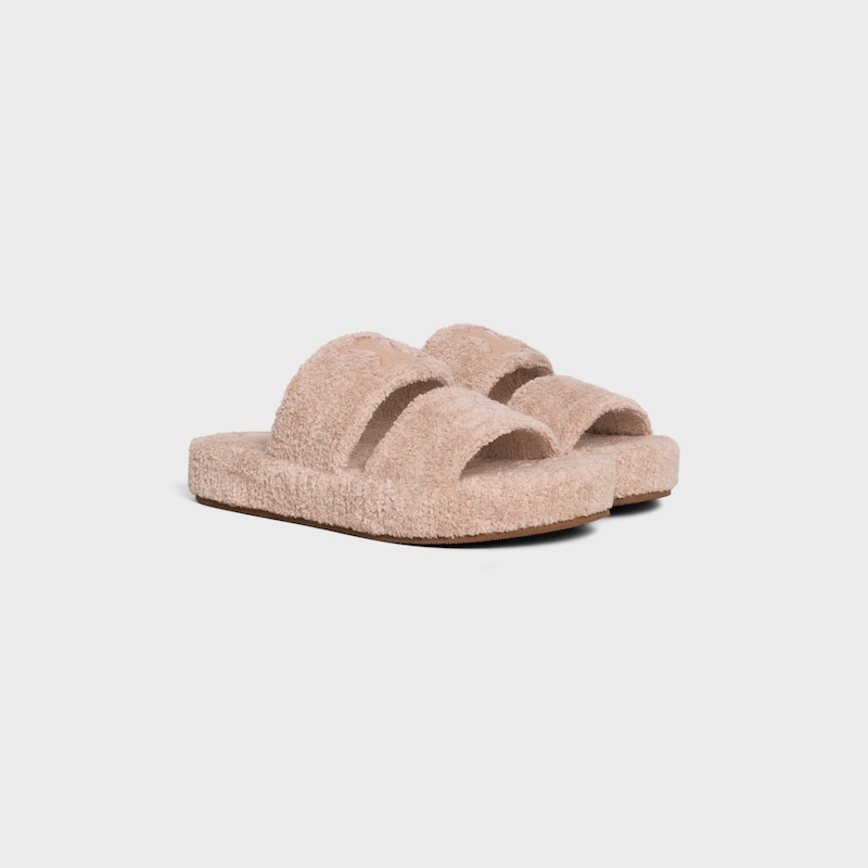 CELINE SLIDES TRIOMPHE IN SPONGE FABRIC - Faded Pink -  - 1 | CELINE