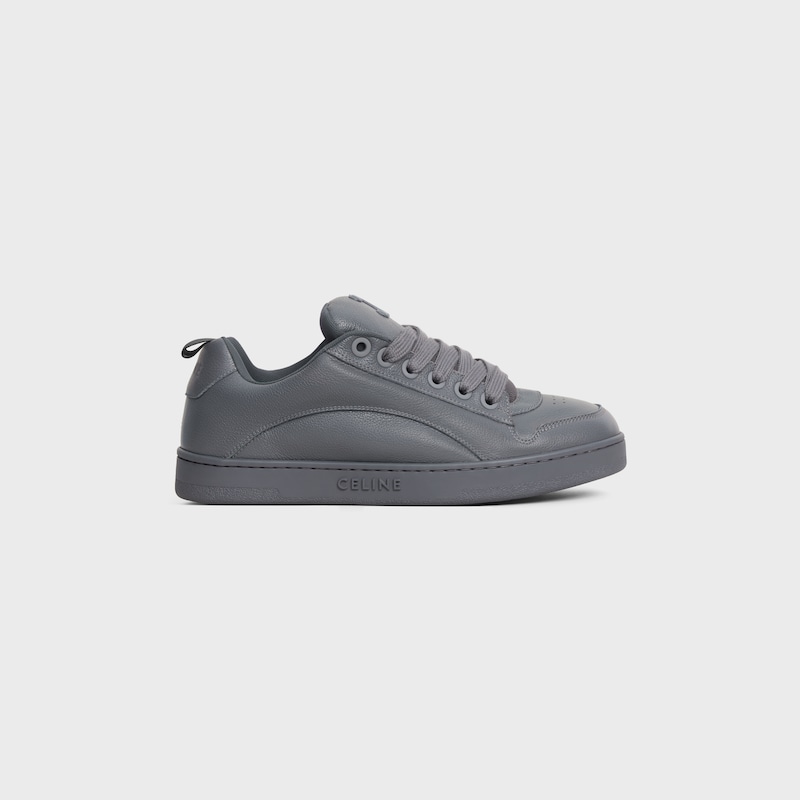 CELINE HUNTINGTON LOW LACE-UP SNEAKER IN TUMBLED LEATHER AND MESH - GREY -  - 1 | CELINE