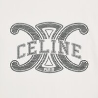 loose t-shirt IN cotton jersey - OFF WHITE / BLACK -  - 1 | CELINE