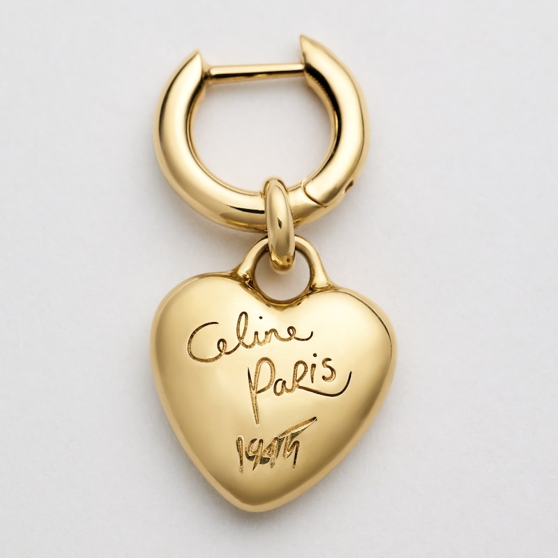 CELINE CHARMS HEART EARRING IN BRASS WITH GOLD FINISH AND ENAMEL - GOLD - EARRINGS - 1 | CELINE