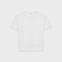 top with embroidered trims in batiste cotton - WHITE -  - 1 | CELINE