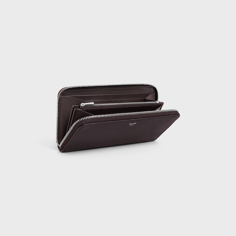 Large zipped wallet IN GRAINED CALFSKIN - ESPRESSO - LUCKY DAY SELECTION - 1 | CELINE