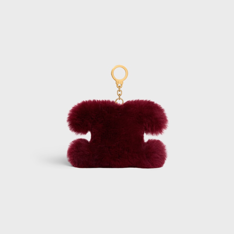 TRIOMPHE pom-pom Charm IN SHEARLING AND CALFSKIN - BURGUNDY / PINK - CHARMS AND ACCESSORIES - 1 | CELINE
