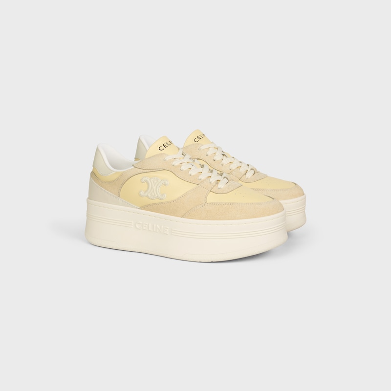 BLOCK WEDGE SNEAKER IN CALFSKIN AND SUEDE CALFSKIN - CREAM / LIGHT YELLOW -  - 1 | CELINE