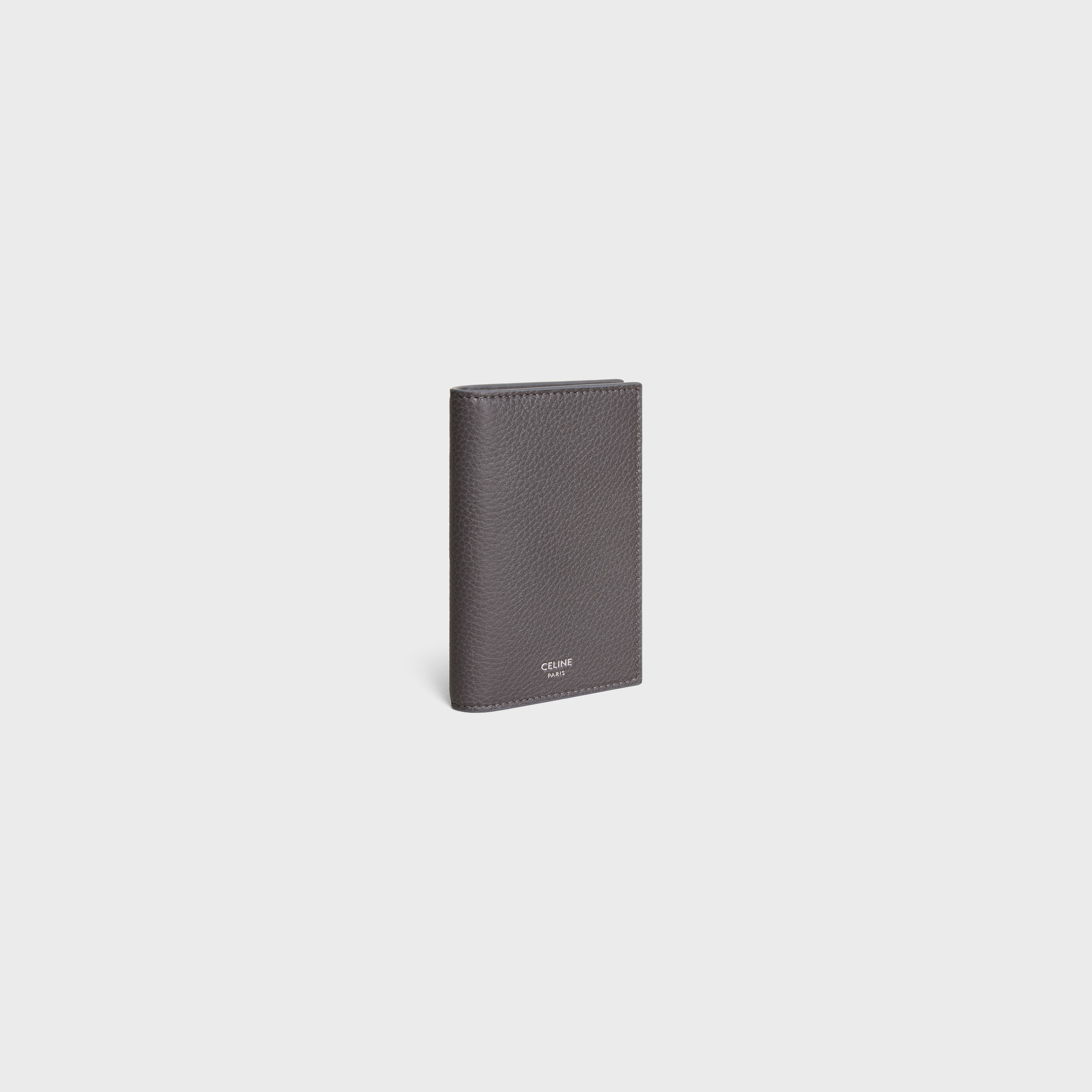 VERTICAL CARD HOLDER IN GRAINED CALFSKIN - GREY | CELINE