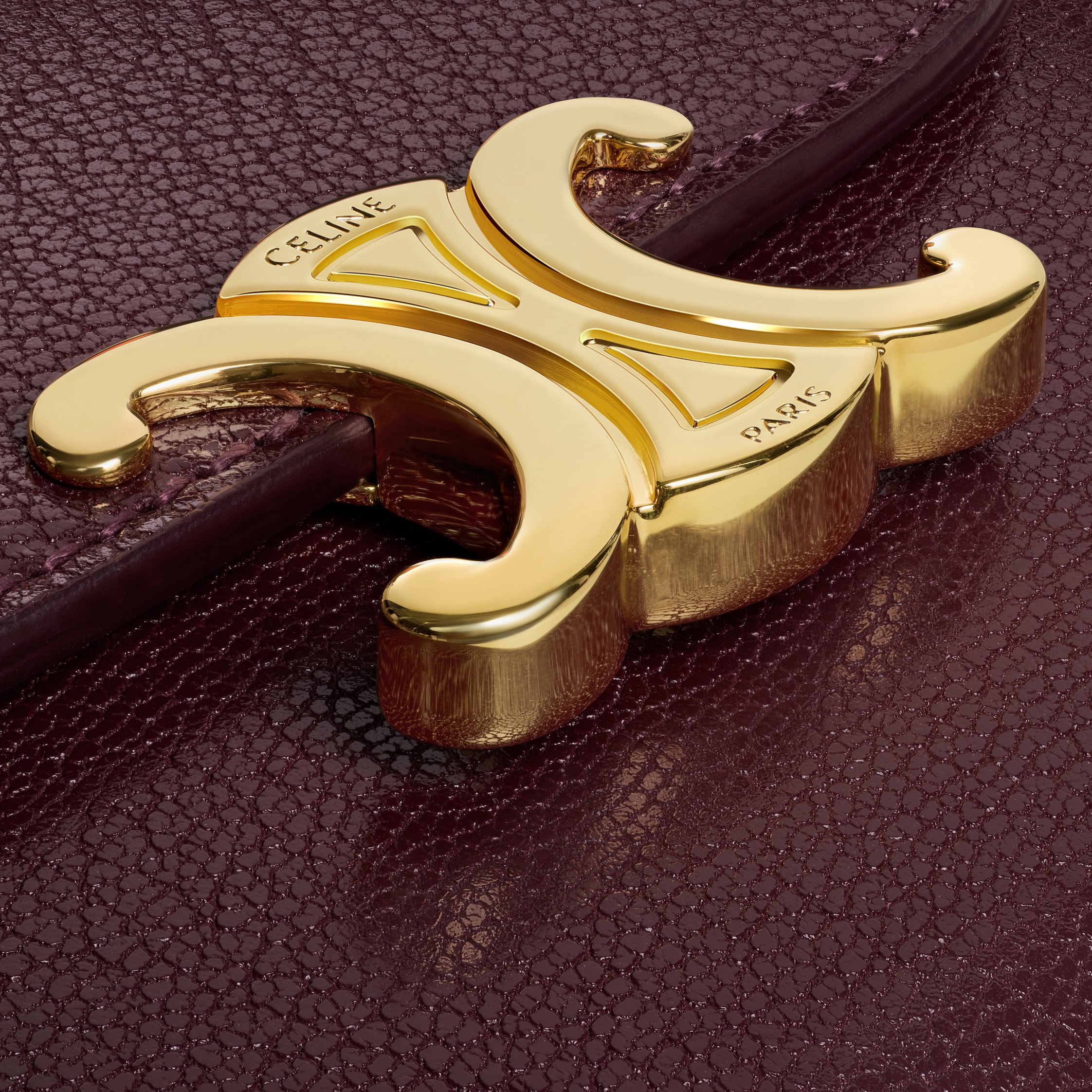 未使用 限定色 セリーヌ トリオンフ スモールフラップウォレット バーガンディ系 スモール フラップウォレット トリオンフ / シャイニーカーフスキン