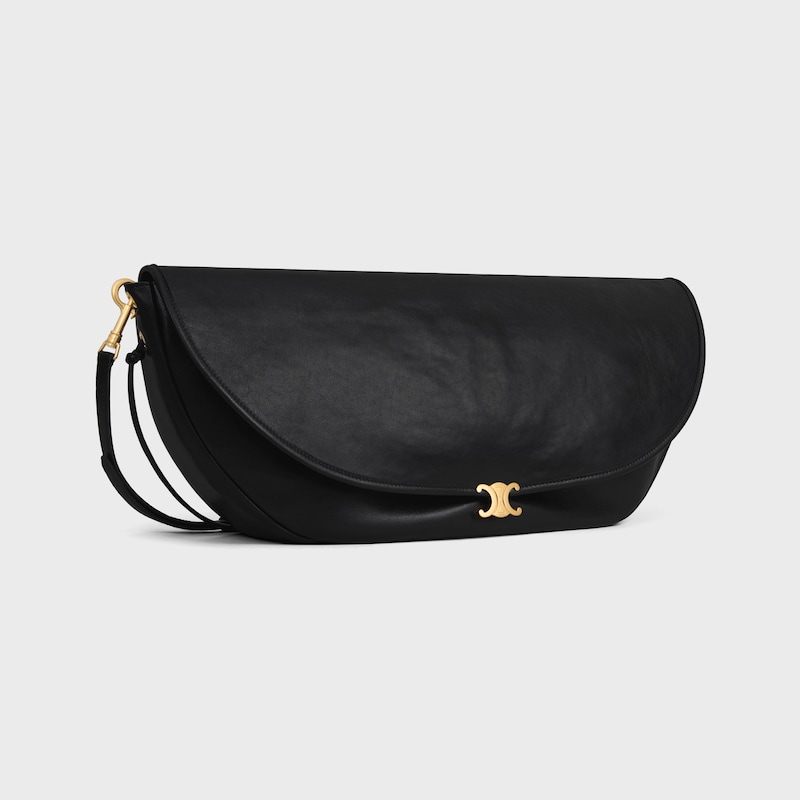 HALFMOON SOFT TRIOMPHE BAG IN SUPPLE SHINY LAMBSKIN - BLACK - HOBO AND TOTE BAGS - 1 | CELINE