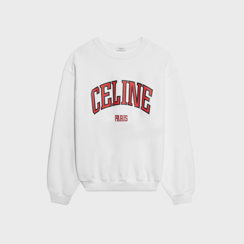 SWEATSHIRT IN cotton fleece - WHITE / RED / BLACK -  - 1 | CELINE