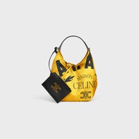 SMALL HOBO IN SILK AND CALFSKIN - YELLOW / BLACK - TOP-HANDLE BAGS - 1 | CELINE