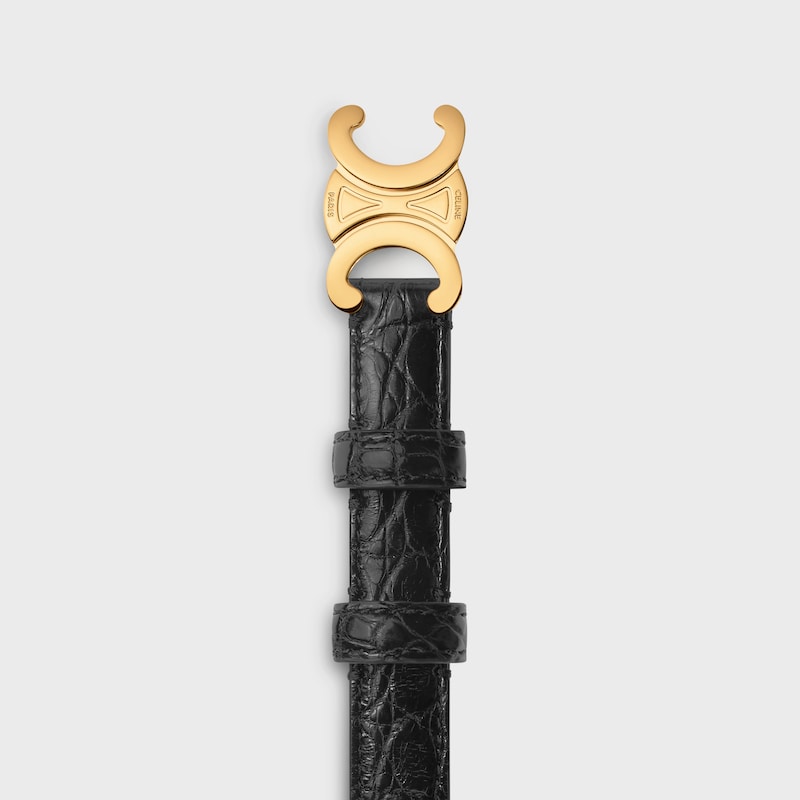 Triomphe Belt 18MM IN ALLIGATOR - BLACK -  - 1 | CELINE