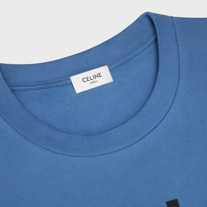 t-shirt IN cotton jersey - DENIM BLUE / BLACK -  - 1 | CELINE