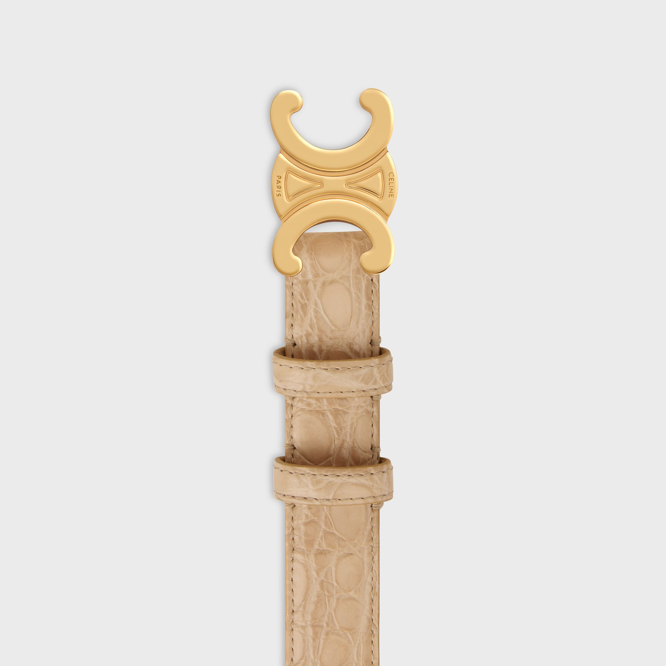 Medium 25MM Triomphe Belt in ALLIGATOR - OAT BEIGE | CELINE