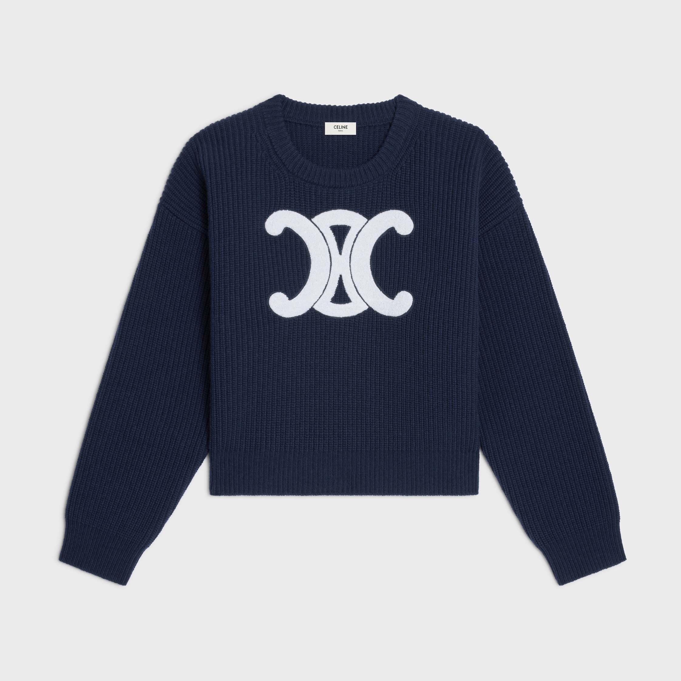 定価約20万 CELINE セリーヌ 半袖ニット シルク コットン ネイビー CELINE(セリーヌ) クラッシクロゴプリントTシャツ 2X308799I
