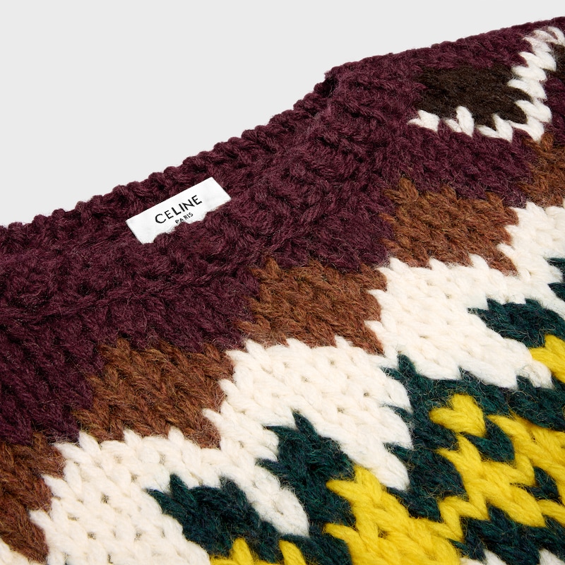 crewneck sweater IN fair isle wool - BROWN/ECRU/YELLOW -  - 1 | CELINE