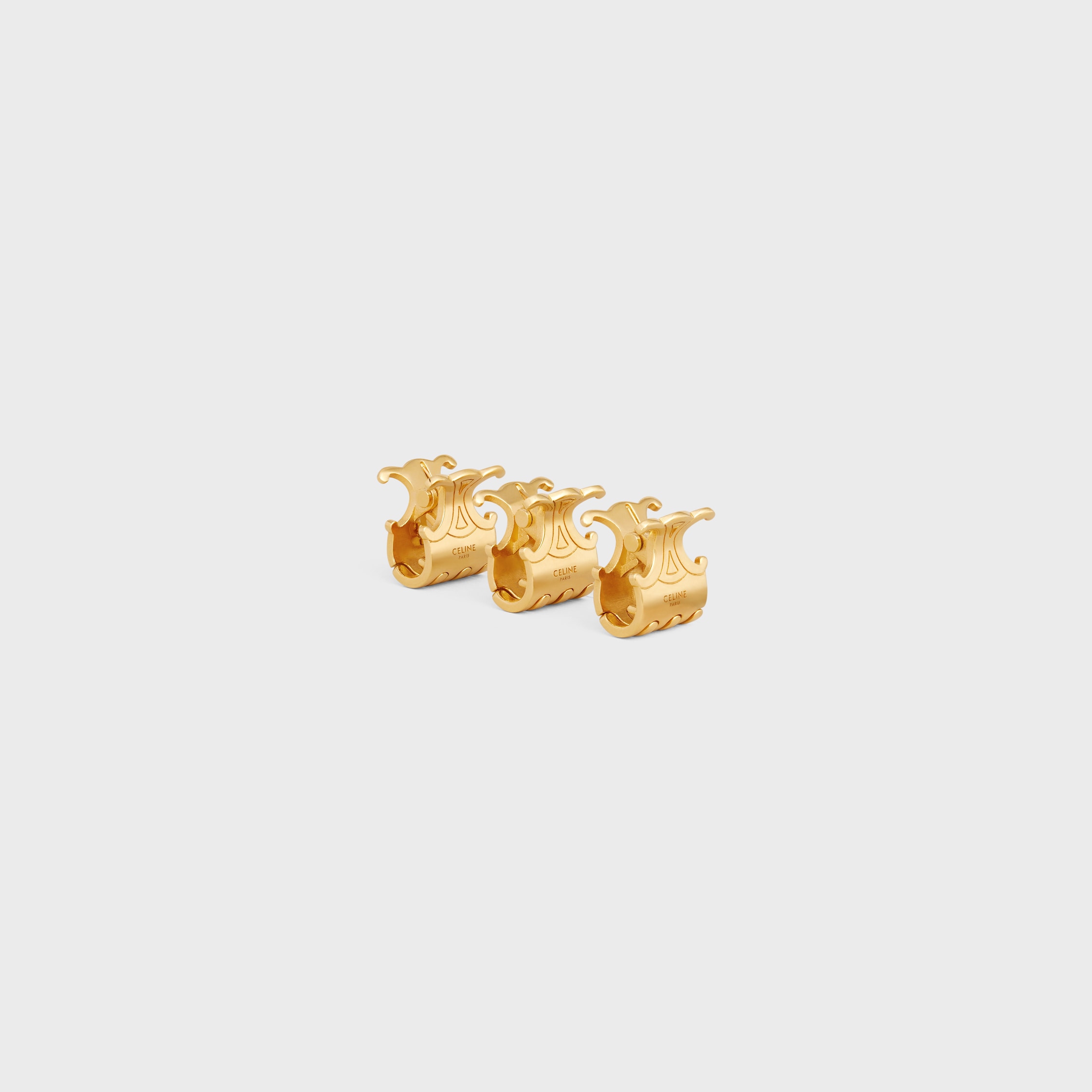 Celine Set of 3 Mini Hair Claws in Brass with Gold Finish