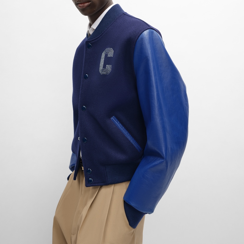 TEDDY JACKET IN TEXTURED WOOL - ROYAL BLUE -  - 1 | CELINE