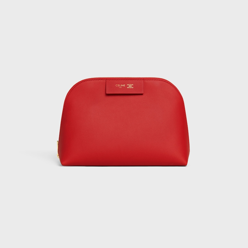 MEDIUM COSMETIC POUCH IN SMOOTH CALFSKIN - ULTRA RED / SYRAH - BEAUTY ACCESSORIES - 1 | CELINE