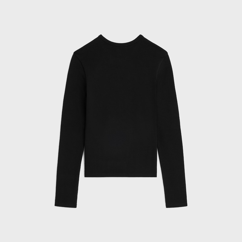 triomphe t-shirt IN ribbed cotton jersey - BLACK -  - 1 | CELINE