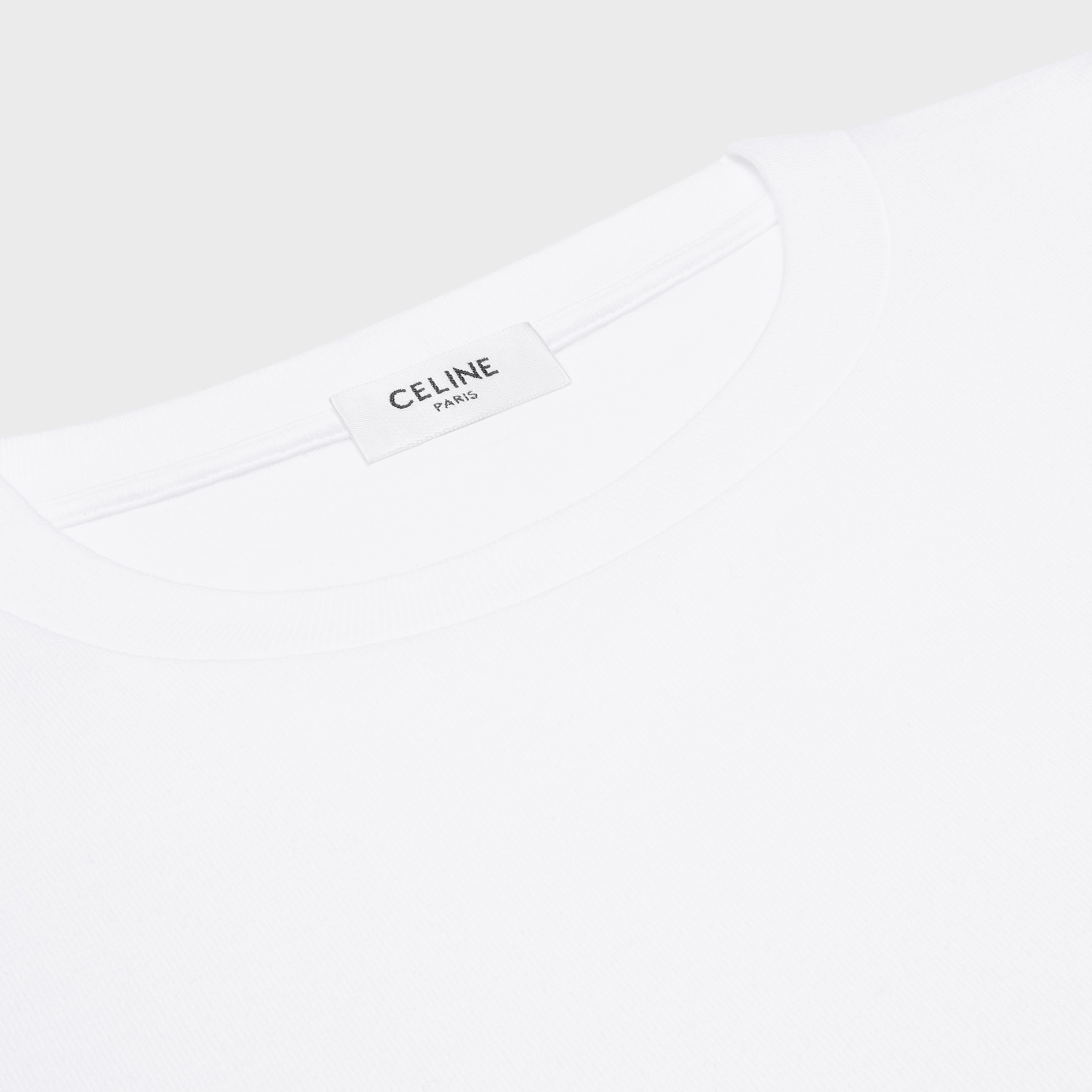 LONG-SLEEVED T-SHIRT IN cotton jersey - OPTIC WHITE/BLACK | CELINE