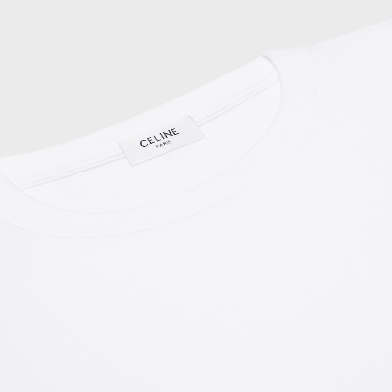 LONG-SLEEVED T-SHIRT IN cotton jersey - OPTIC WHITE/BLACK -  - 1 | CELINE